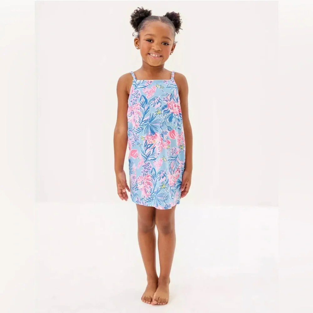 NWT Lilly Pulitzer Girls Mini Kyleigh Dress - Multi Elephant Splash XS